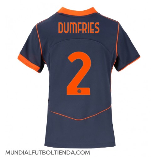 Camiseta Inter Milan Denzel Dumfries #2 Tercera Equipación Replica 2025-26 para mujer mangas cortas